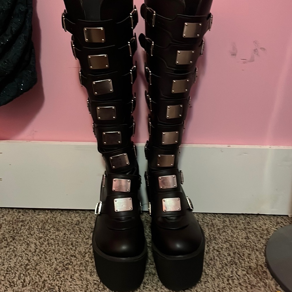 Tall goth buckle boots
